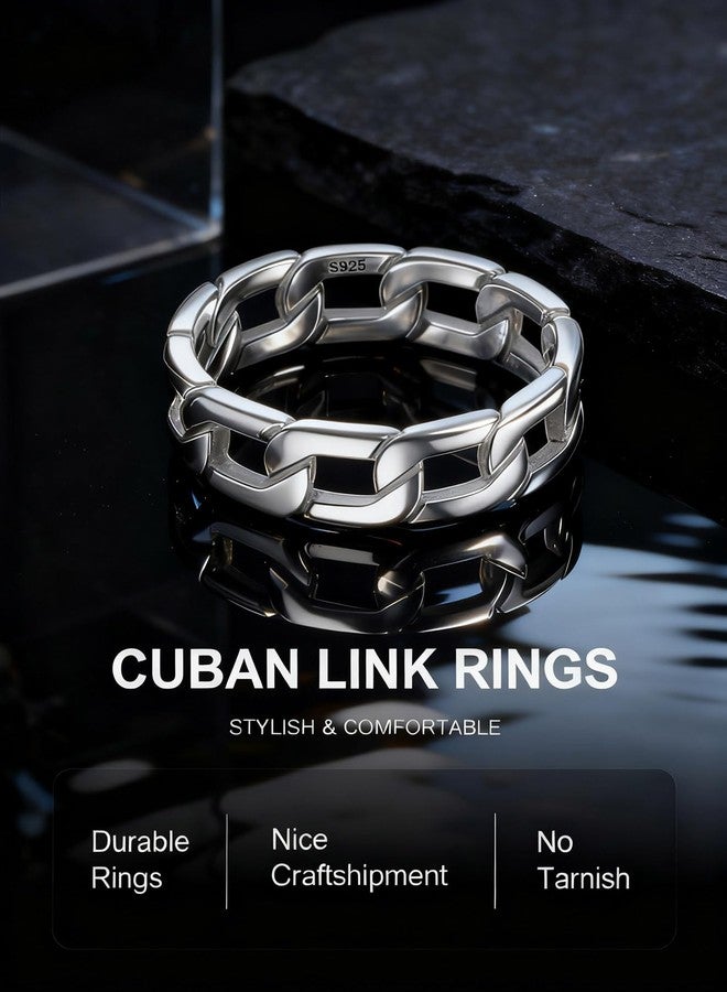 ChainsPro Silver Cuban Link Ring Women Size 6 Buckle Rings Sterling Silver Chain Rings - Image 4